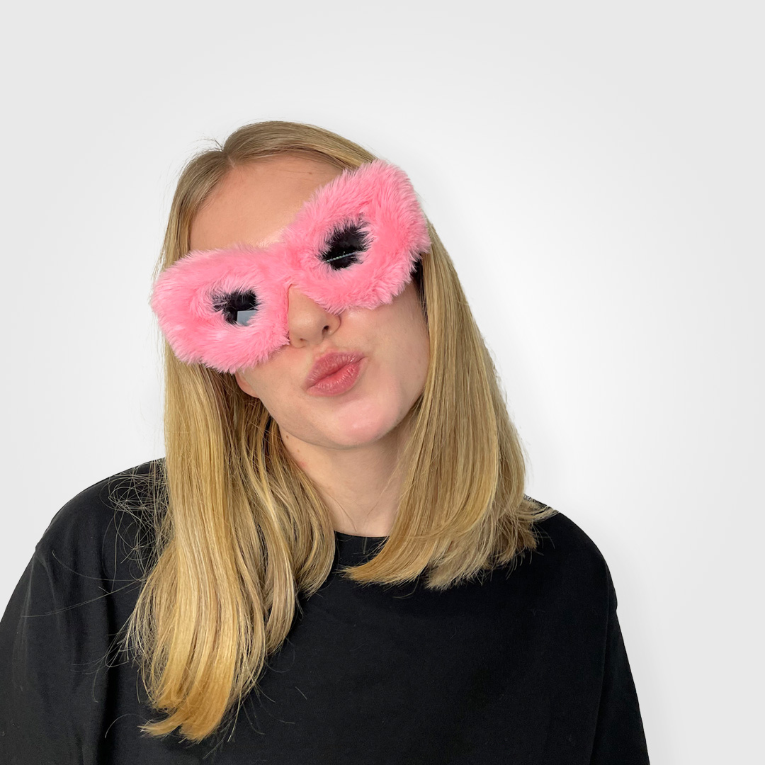 Lustige Brille mit rosa Fellimitat