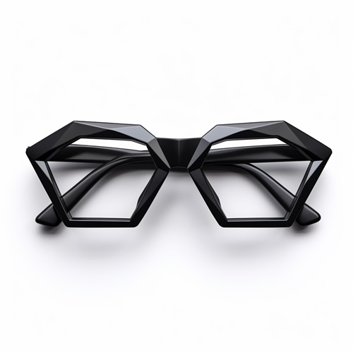 Hexagonale Brille in Schwarz